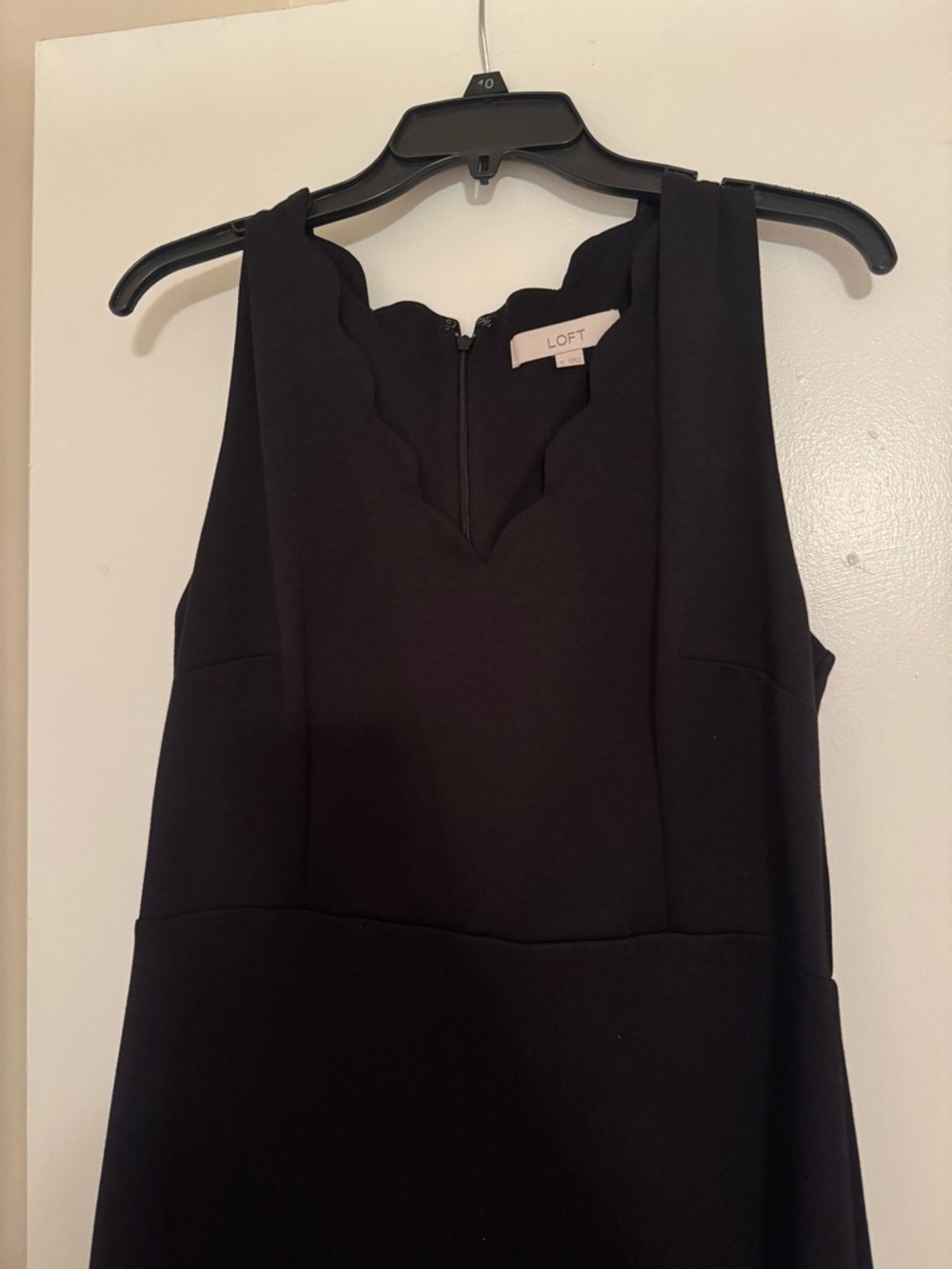 LOFT Black Scallop-Edge Sheath Dress